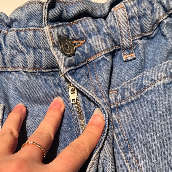 Zara Baggy Paperbag Waist Jeans In Blue Denim Size 4 - Picture 7 of 11